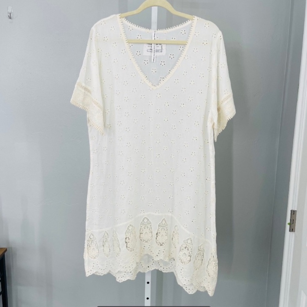 Johnny Was White Eyelet Lace Top Johnny Was Vintage Ivory Eyelet Lace Tunic Size